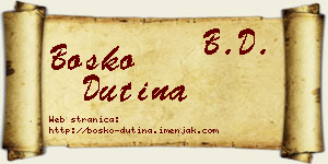 Boško Dutina vizit kartica